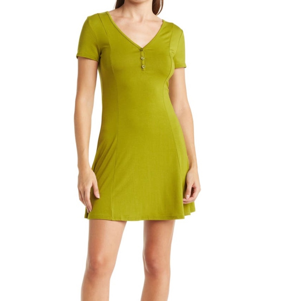 ABOUND Short Sleeve Henley Skater Dress, NWT